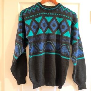 Le Tigre // Retro Geo Print Black, Green Sweater L
